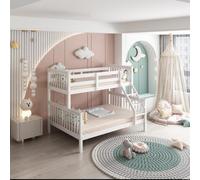 Kosy Koala White Bunkbed With 2 Mattresses 3Ft Single & 4Ft6 Double Trio Bunkbed, Wooden Children Bedroom Furniture