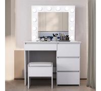 Kosy Koala White Dressing Table Hollywood Led Mirror Makeup Desk Vanity Table Bedroom Furniture