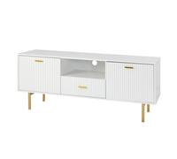 White TV Cabinet with Gold Metal Legs and Handles - Stylish Media Console with Spacious Storage KOSY KOALA White One Size