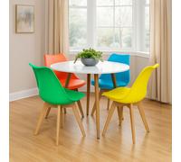 KOSY KOALA Wood Round Kitchen Dining Table Set & 4 Colourful Tulip Chairs KOSY KOALA Multicolor