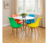 Kosy Koala Wood Round Kitchen Dining Table Set And 4 Colourful Tulip Chairs Multi One Size