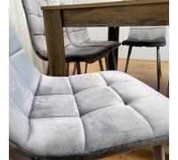 Kosy Koala Wooden Dining Table Set for 6 Rustic Effect Table With 4 Grey Velvet Chairs and 1 Bench, Multi