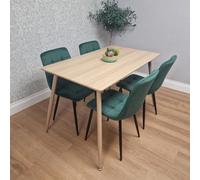 Kosy Koala Wooden Dining Table Set With 4 Green Velvet Chairs Kitchen Dining Furniture Set