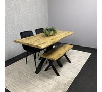 KOSY KOALA Wooden Dining Table with 2 Black Chairs & Bench - Dining Kitchen Room Furniture in Brown KOSY KOALA Brown