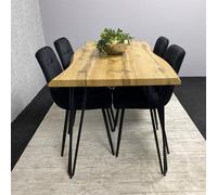 Kosy Koala Wooden Dining Table With 4 Black Velvet Chairs, Dining Room Furniture In Brown Brown One Size