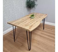 Kosy Koala Wooden Dining Table With Metal Hairpin Legs For Dining Room, Work, Or Study (Length 140Cm) In Brown Brown One Size