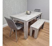 Kosy Koala Wooden Grey Dining Table Set With 2 Grey Chairs And 2 Benches Modern Dining Furniture Set