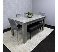 Kosy Koala Wooden Grey Dining Table Set With 4 Grey Velvet Chairs And 1 Black Bench - Dining Room Furniture