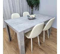 Kosy Koala Wooden Rectangle Dining Table Set - Dining Table With Set Of 4 Cream Chairs - Dining Room Furniture