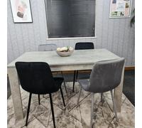KOSY KOALA Wooden Rectangle Dining Table Set With 4 Mix Velvet Chairs - Dining Room Furniture in Grey KOSY KOALA Grey