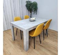 Kosy Koala Wooden Rectangle Dining Table Set With 4 Mustard Gem Pattern Chairs - Dining Room Furniture