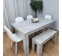 Kosy Koala Wooden Rectangle Dining Table Set With 4 White Chairs And Bench Stylish Dining Room Set