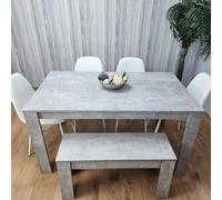 Kosy Koala Wooden Rectangle Dining Table Set With 4 White Chairs And Bench Stylish Dining Room Set In Grey Grey One Size