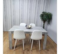 Kosy Koala Wooden Rectangle Dining Table Set With 4 White Gem Pattern Chairs Dining Room Furniture