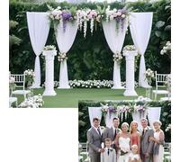 Kosydown Basic Arch Wedding Flower Backdrop Wall 10x6.5ft Photography Background White Curtain Green Ivy Wall Lover Marriage Decoration Outdoors Ceremony Green Grassfield Decoration