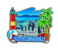 Kota Kinabalu Malaysia Magnet Fridge Magnet Wooden 3D Landmarks Travel Collectible Souvenirs Decoration Handmade -2511