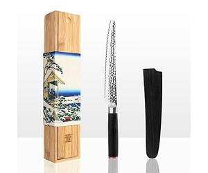 KOTAI | Serrated Bread Knife | Pastry Knife | 20 cm Flexible Blade | Ideal to Cut Food with a Hard “Crust” | Hand Sharpened and Forged | Ultra-Sharp 440C Japanese Stainless Steel | Pakkawood Handle