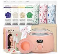 KOTAMU Wax Kit, Waxing Kit for Women Men Hair Removal, Digital Waxing Machine for Face Eyebrow Bikini Brazilian Leg Body &Sensitive Skin, Pink Wax Warmer With 44 Accessories for Home Salon Use