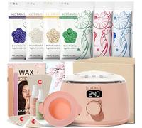 KOTAMU Wax Warmer, Waxing Kit for Women Men Hair Removal, Digital Waxing Machine for Face Eyebrow Bikini Brazilian Leg Body &Sensitive Skin, Pink Wax Kit With 44 Accessories for Home Salon Use