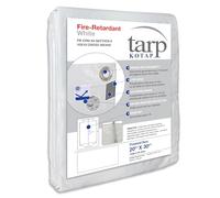 Kotap Fire-Retardant Tarp for Construction Job Sites Requiring Tarpaulin, Aluminum Polyethylene, White, 20 x 30-Foot