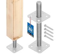 KOTARBAU - 1 Piece Post Supports 80 mm x 80 mm x 250 mm Thread M24 mm Steel Adjustable Base Foot for Screwing onto Concrete
