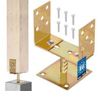 KOTARBAU - 1-Piece U-Shaped Post Support 0-160 mm - with Adjustable Width Screw-in Anchor - Zinc-Plated - Colour: Gold