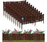 KOTARBAU® 10 pcs Lawn Edging - Garden Edging - Wicker Fence - 100 x 30 cm (39.37 x 11.81 inches) - Brown - Wooden Fencing - Decorative Fence for Flower and Herb