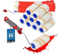 KOTARBAU - 10-Piece Paint Roller Set, 100 mm with Rubber Handle, Brush for Painting and Renovation