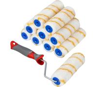 KOTARBAU - 10-Piece Paint Roller Set, Yellow/Gold, 150 mm with Rubber Handle, Brush for Painting and Renovation