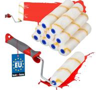 KOTARBAU - 10-Piece Paint Roller Set, Yellow/Gold, 160 mm with Rubber Handle, Brush for Painting and Renovation