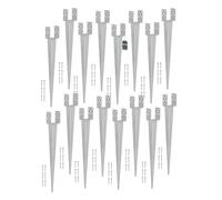 KOTARBAU® 16 pcs Fence Post Support - 0-120 mm (0-4.72 inches) - Galvanised Steel - 70 cm (27.6 inches) - Silver - Ground Spike - Adjustable Post Anchor - U Bracket - for Fencing Garden Construction