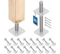 KOTARBAU® 16 pcs. Fence Post Support - Post Base - Galvanised Steel - 80 x 80 x 250 mm (3.15 × 3.15 x 9.8 inches) - M24 - Silver - for Bolting to Concrete