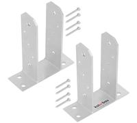 KOTARBAU - 2 Pack - Post Support 70 mm TT Hot-dip Galvanized Steel for Bolt-On Concrete Anchors, Fence Post Supports for Square Timber Posts, Metal Base Foot - Silver / Black