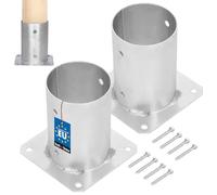 KOTARBAU® 2 pcs Fence Post Support - Galvanised Steel - Ø 100 mm (3.94 inches) - Silver - Bolt Down Post Support - Heavy Duty - Outdoor Use