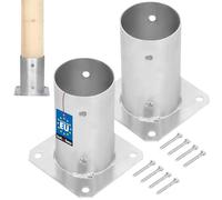 KOTARBAU® 2 pcs Fence Post Support - Galvanised Steel - Ø 80 mm (3.15 inches) - Silver - Bolt Down Post Support - Heavy Duty - Outdoor Use