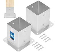 KOTARBAU® 2 pcs Fence Post Support - Galvanised Steel - 120x120 mm (4.72x4.72 inches) - Silver - Bolt Down Post Support - Heavy Duty - Outdoor Use