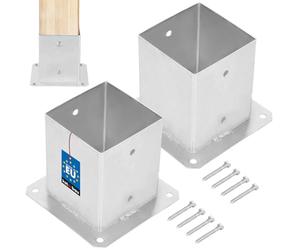 KOTARBAU® 2 pcs Fence Post Support - Galvanised Steel - 120x120 mm (4.72x4.72 inches) - Silver - Bolt Down Post Support - Heavy Duty - Outdoor Use