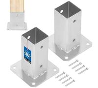 KOTARBAU® 2 pcs Fence Post Support - Galvanised Steel - 60x60 mm (2.36x2.36 inches) - Silver - Bolt Down Post Support - Heavy Duty - Outdoor Use