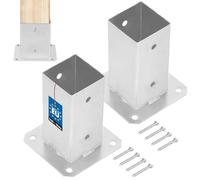 KOTARBAU® 2 pcs Fence Post Support - Galvanised Steel - 70x70 mm (2.76x2.76 inches) - Silver - Bolt Down Post Support - Heavy Duty - Outdoor Use