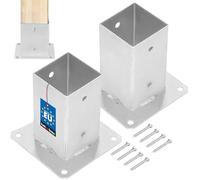 KOTARBAU® 2 pcs Fence Post Support - Galvanised Steel - 80x80 mm (3.15x3.15 inches) - Silver - Bolt Down Post Support - Heavy Duty - Outdoor Use