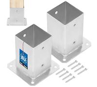KOTARBAU® 2 pcs Fence Post Support - Galvanised Steel - 90x90 mm (3.54x3.54 inches) - Silver - Bolt Down Post Support - Heavy Duty - Outdoor Use
