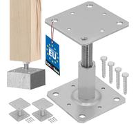 KOTARBAU® 2 pcs Fence Post Support - Post Base - Galvanised Steel - 110x110 mm (4.33x4.33 inches) - Silver - Adjustable Height 90-150 mm (3.54-5.91 inches) - Heavy Duty