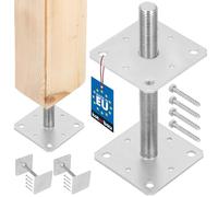 KOTARBAU® 2 pcs. Fence Post Support - Post Base - Galvanised Steel - 160 x 160 x 250 mm (6.30 × 6.30 x 9.8 inches) - M24 - Silver - for Bolting to Concrete