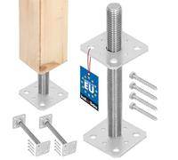 KOTARBAU® 2 pcs. Fence Post Support - Post Base - Galvanised Steel - 80 x 80 x 250 mm (3.15 × 3.15 x 9.8 inches) - M24 - Silver - for Bolting to Concrete
