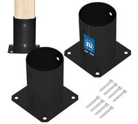 KOTARBAU® 2 pcs Fence Post Support - Post Base - Powder Coated Steel - ⌀ 100 mm (3.94 in) - Black - Bolt Down Support - Heavy Duty - for Wooden Beams - Weather Resistant
