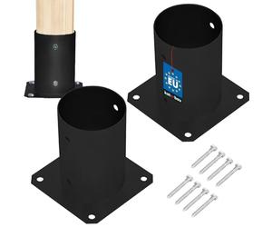 KOTARBAU® 2 pcs Fence Post Support - Post Base - Powder Coated Steel - ⌀ 100 mm (3.94 in) - Black - Bolt Down Support - Heavy Duty - for Wooden Beams - Weather Resistant