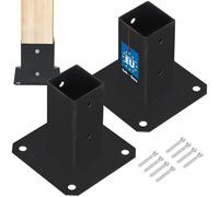 KOTARBAU® 2 pcs Fence Post Support - Post Base - Powder Coated Steel - 50x50 mm (1.97x1.97 in) - Black - Bolt Down Support - Heavy Duty - for Wooden Beams - Weather Resistant