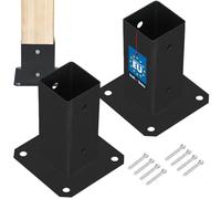 KOTARBAU® 2 pcs Fence Post Support - Post Base - Powder Coated Steel - 60x60 mm (2.36x2.36 in) - Black - Bolt Down Support - Heavy Duty - for Wooden Beams - Weather Resistant