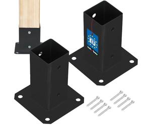 KOTARBAU® 2 pcs Fence Post Support - Post Base - Powder Coated Steel - 70x70mm (2.8 x 2.8 in) - Black - Bolt Down Support - Heavy Duty - for Wooden Beams - Weather Resistant