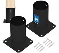 KOTARBAU® 2 pcs Fence Post Support - Post Base - Powder Coated Steel - ⌀ 80 mm (3.15 in) - Black - Bolt Down Support - Heavy Duty - for Wooden Beams - Weather Resistant